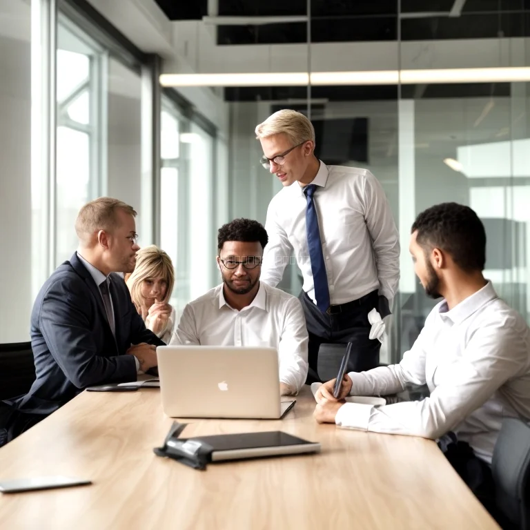  Führungskräfte in einem Seminarraum bei interaktivem Training